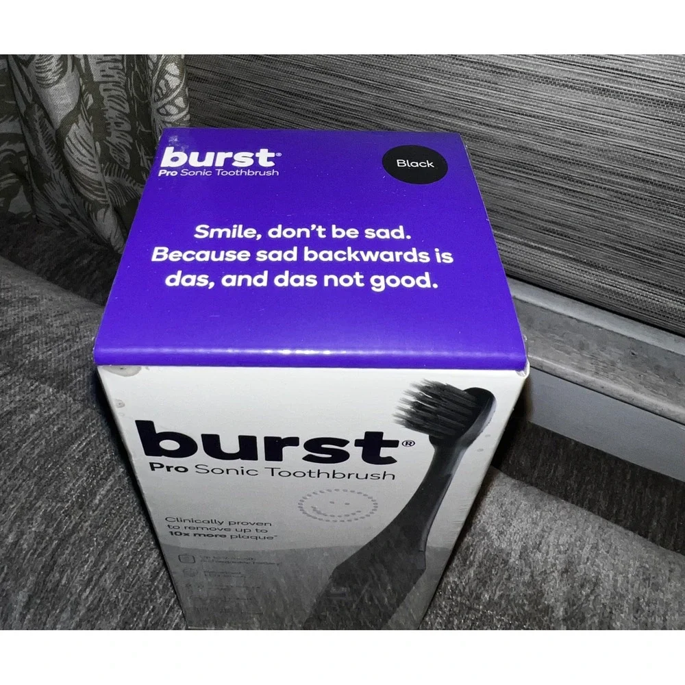 BURST Pro Sonic Toothbrush Black Rechargeable Electric LED Screen Smart Sensor